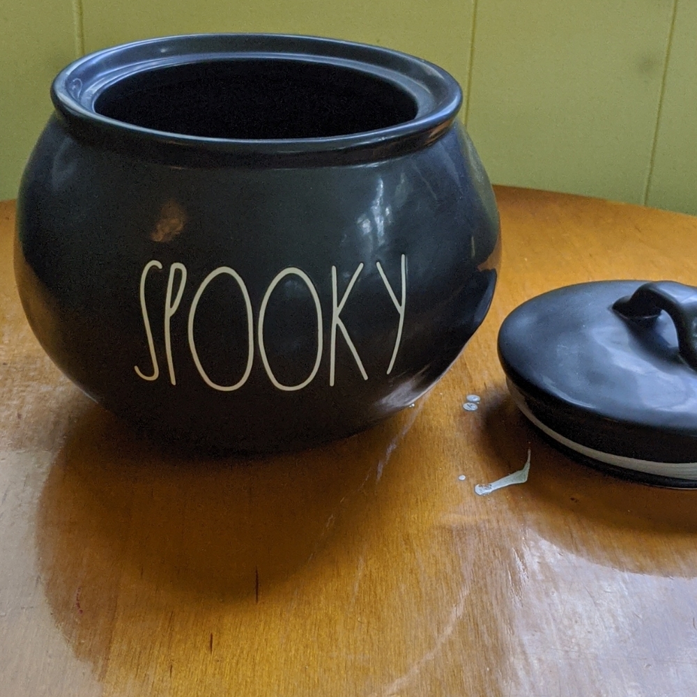 Rae Dunn spooky ceramic cauldron.